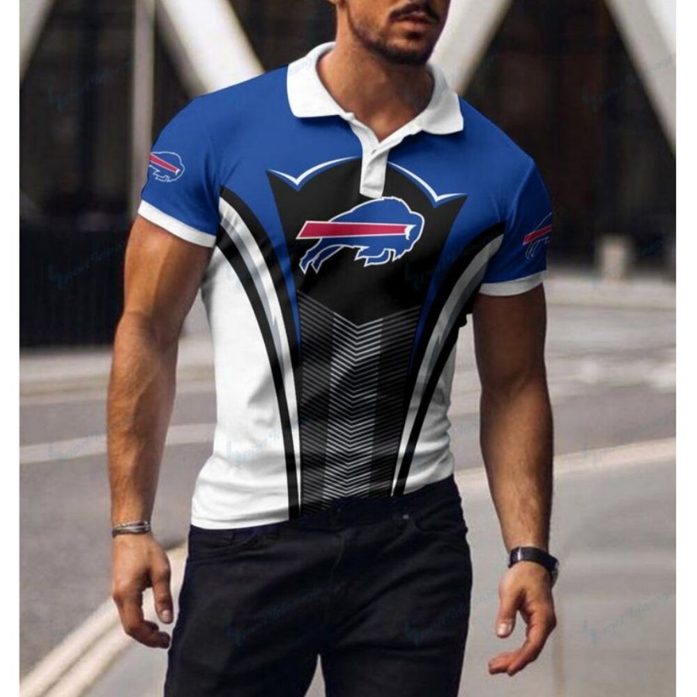 Buffalo Bills Men's Boutique Blue and Black Performance Polo Shirt Size XXL